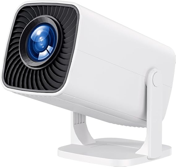 Portable White Projector 1080K Support,Mini proyector 180 Rotation, Outdoor 480P Movie Projector,Wired Screen Synchronize Max130" Display for Phone/TV Stick/Laptop
