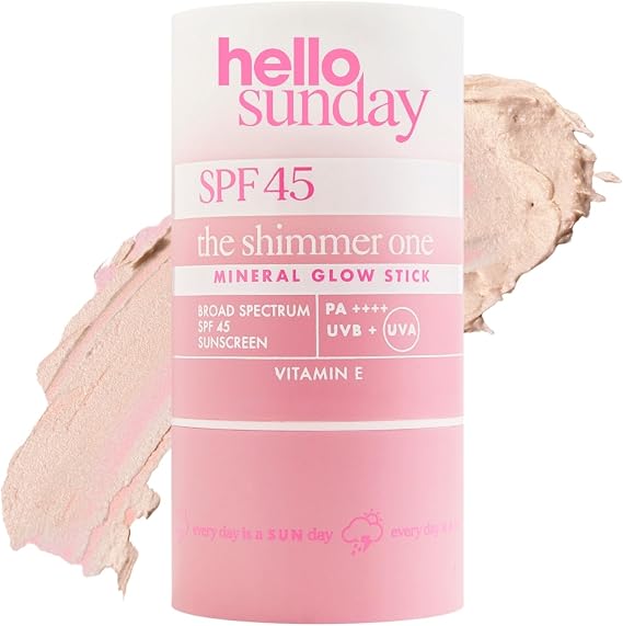 Hello Sunday The Shimmer One Mineral Glow Stick SPF45 with Hyaluronic Acid | Hydrating & Nourishing Sun Stick for Face & Body | Water Resistant | UVA & UVB Protection | 50ml