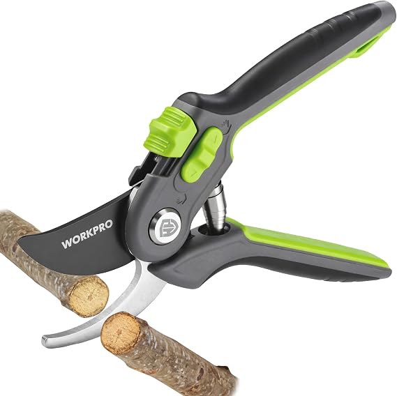 WORKPRO 8" Bypass Pruning Shears for Gardening with Dual-Size Opening