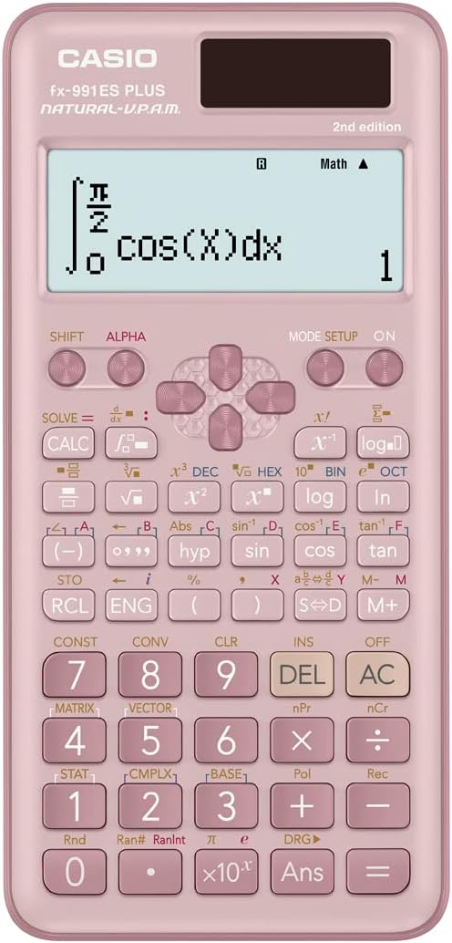 Casio FX 991ESPLUS2PKWDT FX 991ESPLUS2 PKWDT Scientific Calculator 10 + 2 Digits 417 Functions Pink
