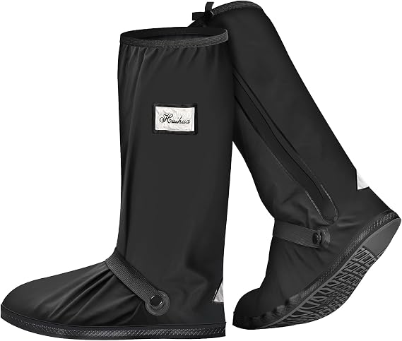 Rain Overshoes Waterproof Shoes Boots Covers Footies Mudsavers Feet Gaiters Men Women for Rain Snow Mud Sand Black (Black, M)