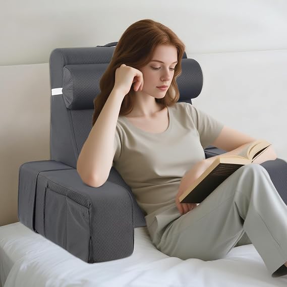 Reading Pillow for Bed Adults, Enhanced Back Support Pillow for Sitting up