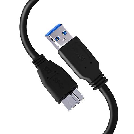 Western Digital WD/Seagate/Elements/Toshiba/My Passport/Samsung Galaxy S5 M3 1TB/Hitachi/Xbox/PS4 için Taşınabilir Sabit Disk için TechMax Usb 3.0 A - Micro B Harici Sabit Sürücü Kablosu - Siyah (50cm)