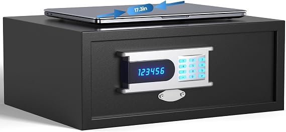 Grimtron 28 lb Hotel Dorm Safe Box, 17" Laptop Safe with Audit Trail