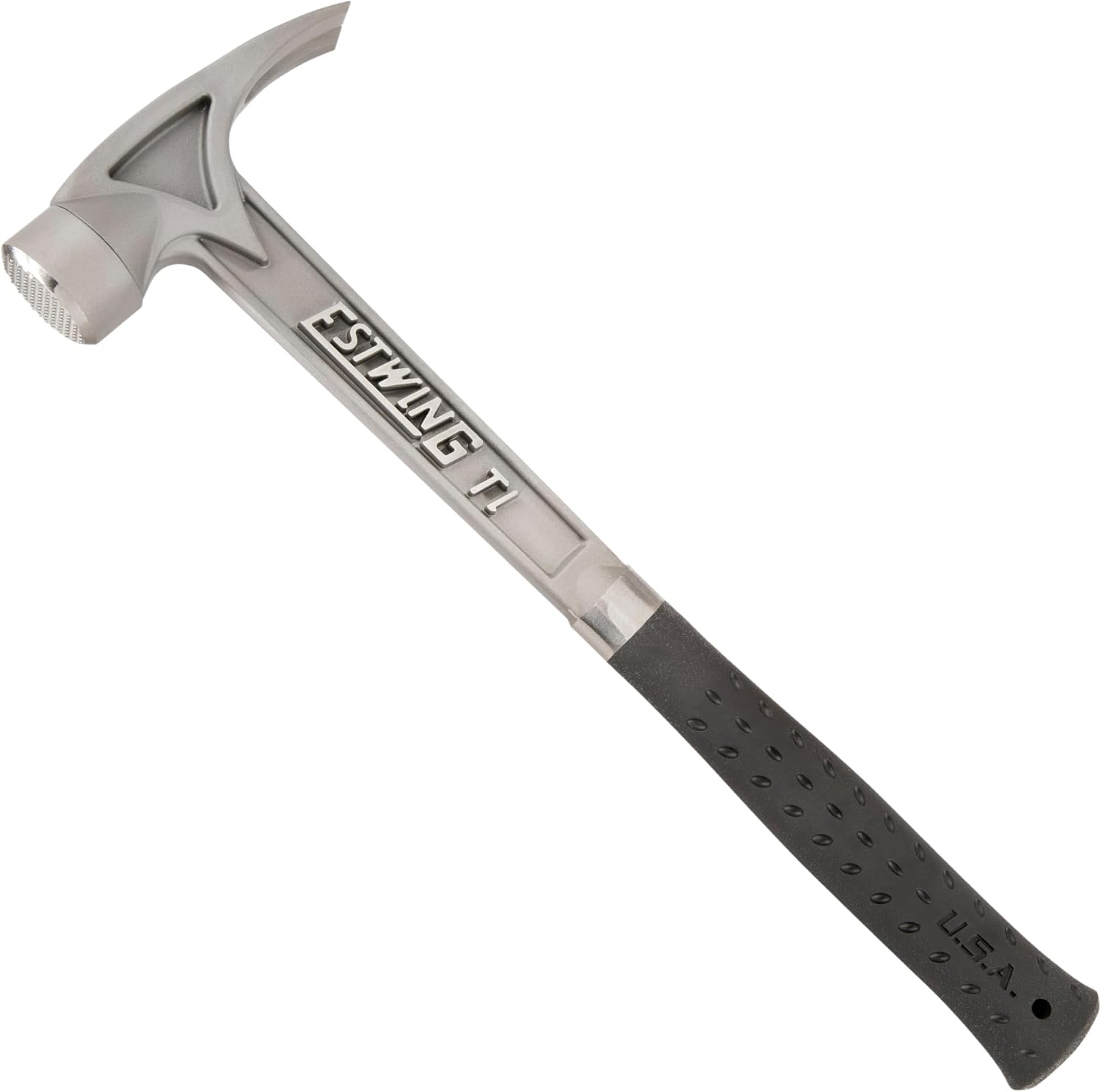 ESTWING Titanium Hammer - 13 oz Professional Claw Hammer with Milled Face & Black Shock Reduction Grip - TIBKM