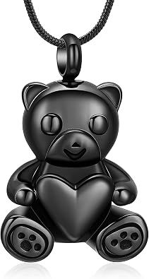 Cremation Jewelry - Teddy Bear Urn Necklace for Men Women with Mini Keepsake Urn Memorial Ash Jewelry