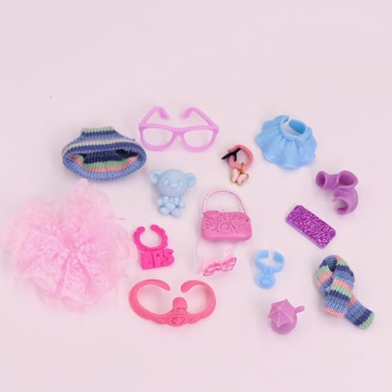 15 pcs Pink Blue Mini Accessories Kit for Small Pets