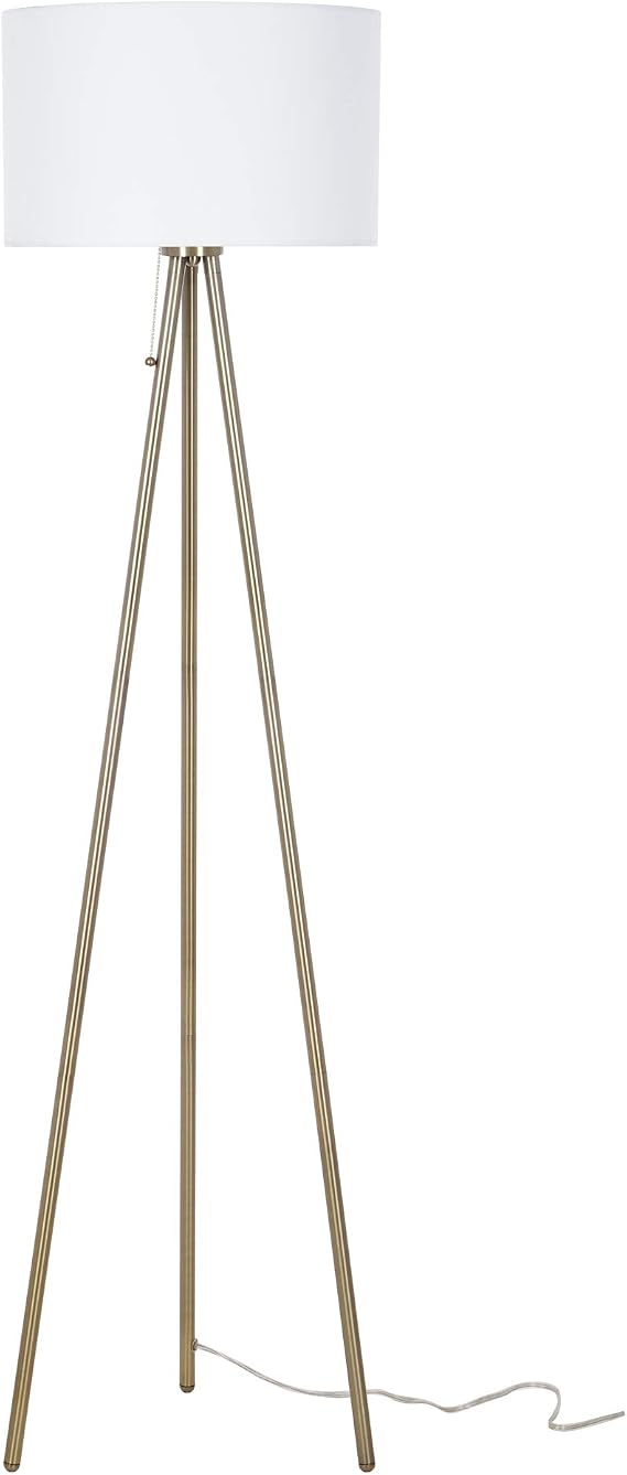 Catalina Lighting Mid-Century Modern Tripod Floor Lamp, Standing Lamp, Living Room Floor Light, LED Bulb NOT Included, 61.25", Antique Brass