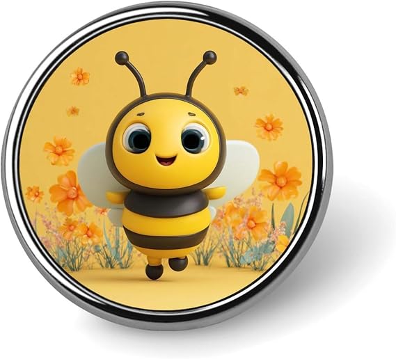 Button Badge 1 Inch Metal Craft Round Button Pins Happy Bee Buttons Badge Mini Motivational Broochs Pins Badges for Clothing Hat Decoration Costume Backpacks Accessory