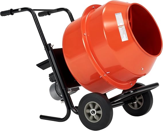 SPECRAFT Electric Cement Mixer, 4.9 Cu.Ft Portable Concrete Mixer | Durable Mixing Drum Wheelbarrow Design 375W 110V Motor Mortar Stucco Feed Residential Construction Farm Garden Use