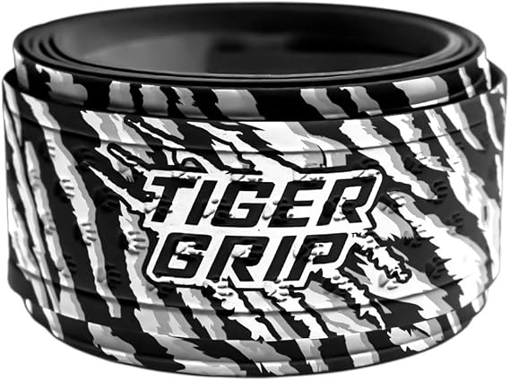 Tiger Grip Bat Wrap/Bat Tape for Baseball and Softball - 1.1mm - Black Shadow(Blk and White)