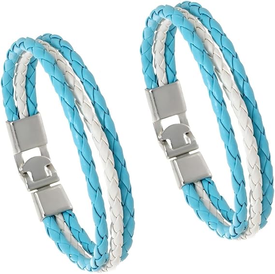 2 Pcs Argentina Flag PU Leather Bracelet, Multi-Layer Braided Leather Cord Flag Bracelet, Outdoor Simple Casual Accessory, Argentina National Day Patriotic Day Accessory, Travel Souvenir