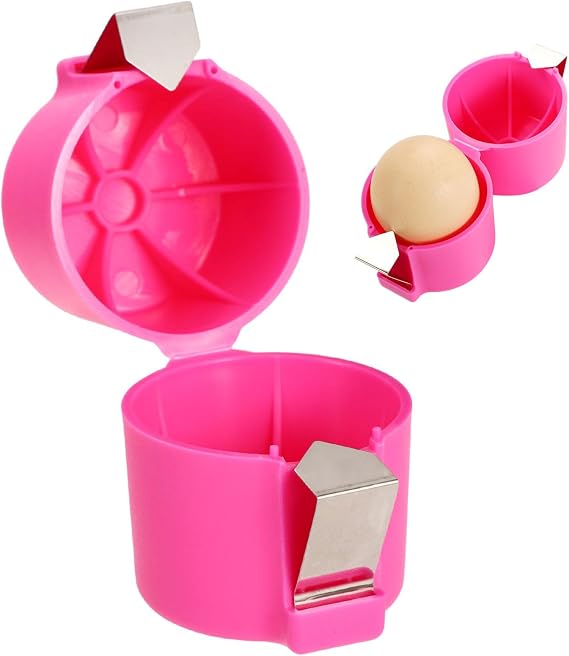 Egg Cracking Tool, Egg Shell Opener Handheld Boiled Egg Peeler Cracker Tool Efficient Multifunctional Eggshell Separator Raw Egg Breaker Cutter for Cooking Camping Kitchen Gadgets Supplies (Pink)