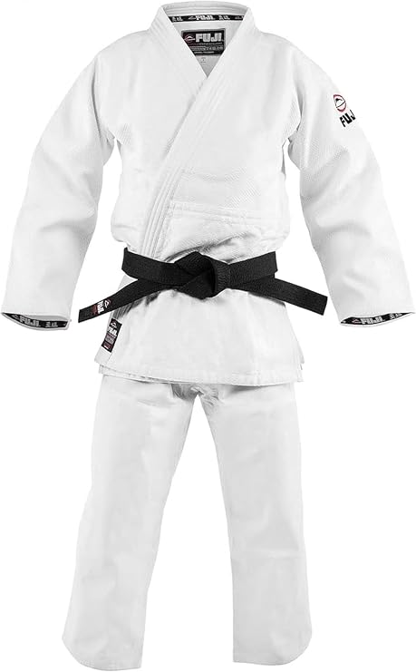 FUJI Double Weave Judo Gi, Thick Collar Cotton-Blend Judo Uniform, White, 4
