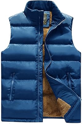XinYangNi Mens Winter Warm Outdoor Padded Puffer Vest Thick Fleece Lined Sleeveless Jacket