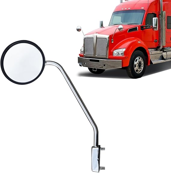 Round Hood Mirror for Kenworth T680 T880 Peterbilt 579 587 Mirror Replacement Driver Left Side Kenworth T680 Accessories (Left)