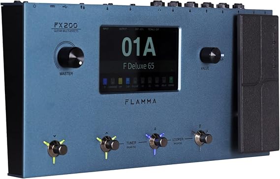 FLAMMA FX200 Multi Effects Guitar Processor with 5 LCD Touch Screen Programmable MIDI Port Extensive I/O Support Modules Order Changing USB Audio Recording 58 Preamp Models 30 Cabinet Simulations