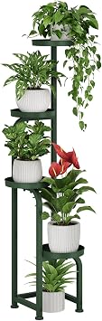 Bamworld Tall Plant Stand Indoor Outdoor, Corner Metal Flower Pot Stands for Multiple Plants, 4 Tier Heavy Duty Plant Shelf for Patio Garden Balcony Living Room BedroomPatent Design