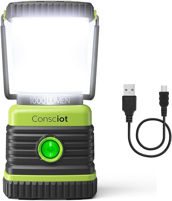 Consciot 1000LM LED Camping Lantern Rechargeable, 4 Light Modes, Dimmable