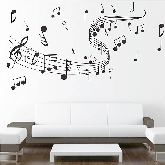 Music Wall Art, Notes Notation Sticker Decals, Home Removable Vinyl Mural Decor Gift for DIY Classroom Living Room Bedroom Music Studio Decoration