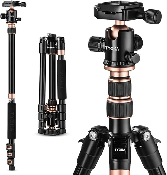 TYCKA Rangers 56 Compact Travel Tripod, Lightweight Aluminum Camera Tripod for DSLR Camera with 360 Panorama Ball Head and Carry Bag