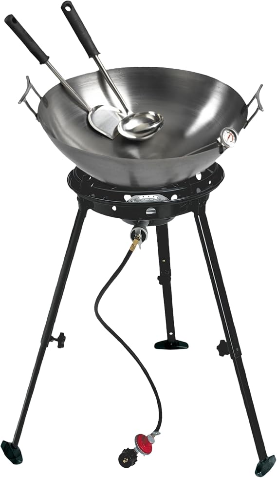 Eastman Outdoors 37212 Outdoor Gourmet 22 Inch Carbon Steel Wok Kit,Black & Steel