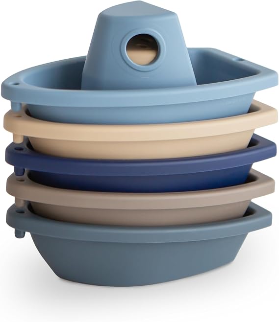 mushie Stackable Bath Boats Floating Toy (Ocean) | Made in Denmark
