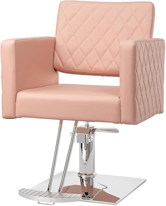 Bonnlo Salon Chair for Hair Stylist Wide Seat, Hydraulic Barber Chair with Aluminium Alloy Footrest, Pink Hair Salon Chair Styling Heavy Duty, Beauty Spa Cosmetology Hairdressing Equipment