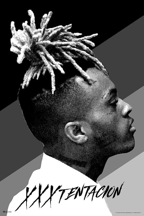 tentacion Poster Bad Vibes Forever Photo BW Stripes Rap Picture Album Cool Wall Art Print Poster 16x24