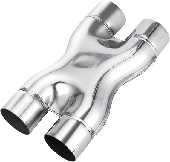 LCGP 2.5" Exhaust X Pipe, Universal 2.5" In/Out Crossover X Pipe 12" Length Polished Surface Stainless Steel Weld-on