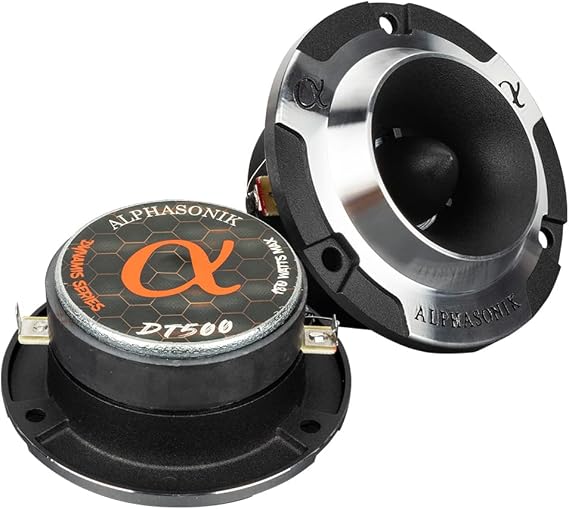Alphasonik DT500 3.5" DYNAMIS PRO Series Bullet Tweeter 180 Watts MAX 60 Watts RMS Ferrite Magnet Cast Frame Aluminum Phase Plug 4-Ohm Great for ATV, Slingshot, Cars, Motorcycles