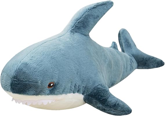 Cosiesnest 28cm Plush Shark Pillow, Stuffed Animal Toys, Soft Cuddly Shark Plush Toy, Comfortable Sleeping Pillow Back Cushion for Kids Boys Girls Gift Room Decoration (Blue)