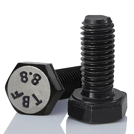 M12-1.75 x 20mm 6Pcs Hex Bolts, Hexagon Head Screw, 8.8 Grade Alloy Steel, Black Oxide Finish, Metric Full Machine Thread