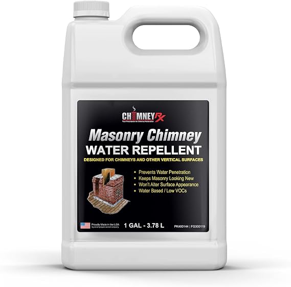 300119 Masonry Chimney Water Repellent - Siloxane Based, Non-Film-Forming, Breathable, and Transparent Waterproof Coating for Brick Chimneys & Other Vertical Surfaces - 1 Gallon