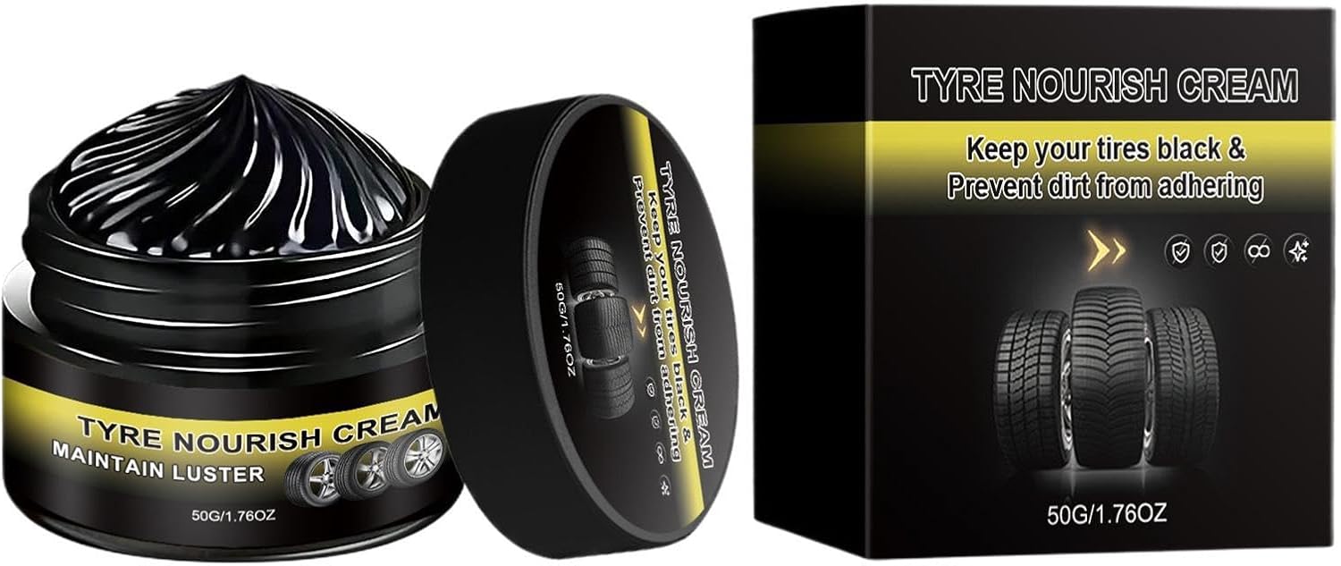 Car Tire Shine - 50g Wheel Refurbishing Cream, Tire Shine Paste for Glossy Black Finish Restoration, Wheel Polishing Protectant for SUV Truck Sedan Motorcycle, Automotive Tires Care