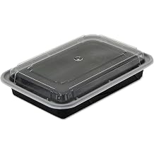 Pactiv NC868B Versatainers Containers, 28 oz, 1.57'' Length, 0.77'' Width, 1.77'' Height, Black/Clear (Pack of 150)