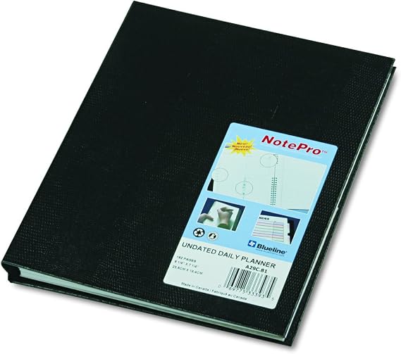 Blueline A29C81 NotePro Undated Daily Planner, 9-1/4 x 7-1/4, Black