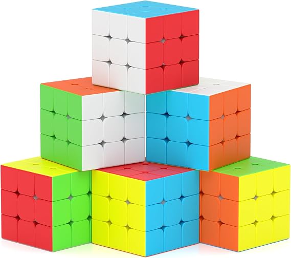ROXENDA Magic Cube Set Speed Cube Set [Pack of 6] - Easy Turn & Smooth Play Super Gift IQ Games for Children (Stickerless)