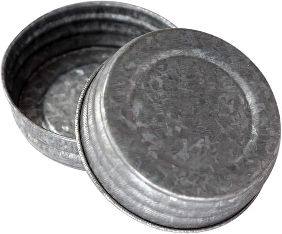 Galvanized Vintage Reproduction Lids for Mason, Ball, Canning Jars (4 Pack, Regular Mouth)