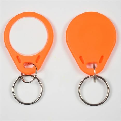 10pcs/Lot 125Khz Proximity RFID EM4305 T5577 Smart Card Read and Rewriteable Token Tag Keyfobs Keychains Access Control(Orange White)
