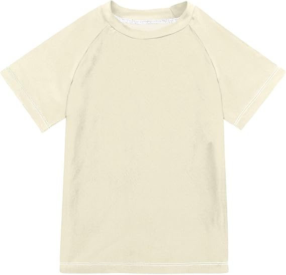 Cream Kids Swim Shirt UPF 50+ Sun Protection Swimwear Youth Rash Guard Boys and Girls