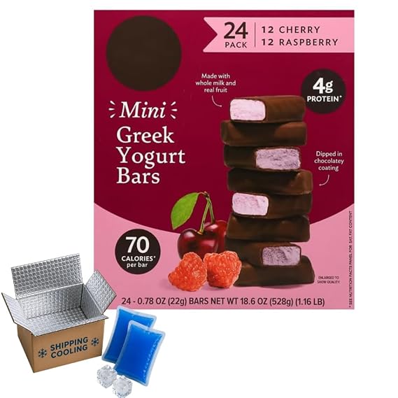 Greek Cherry Raspberry Yogurt Bars, Mini Bars Pack, 24 pk./0.78 oz.