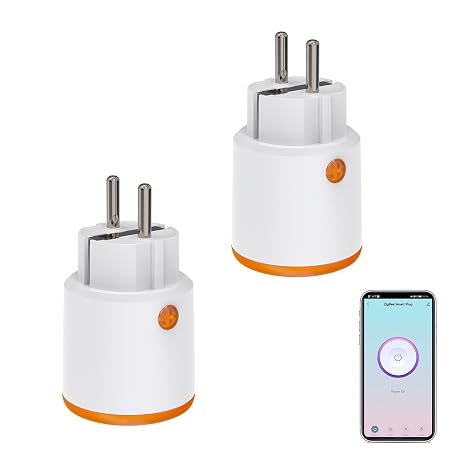 Smart Power Plugs: Zigbee Smart Plug with Measuring and Timer Function, Tuya App Control, Push Notification, Zigbee Hub Required, 16A Zigbee Plug, Compatible with Alexa Google Home (2-Pack)