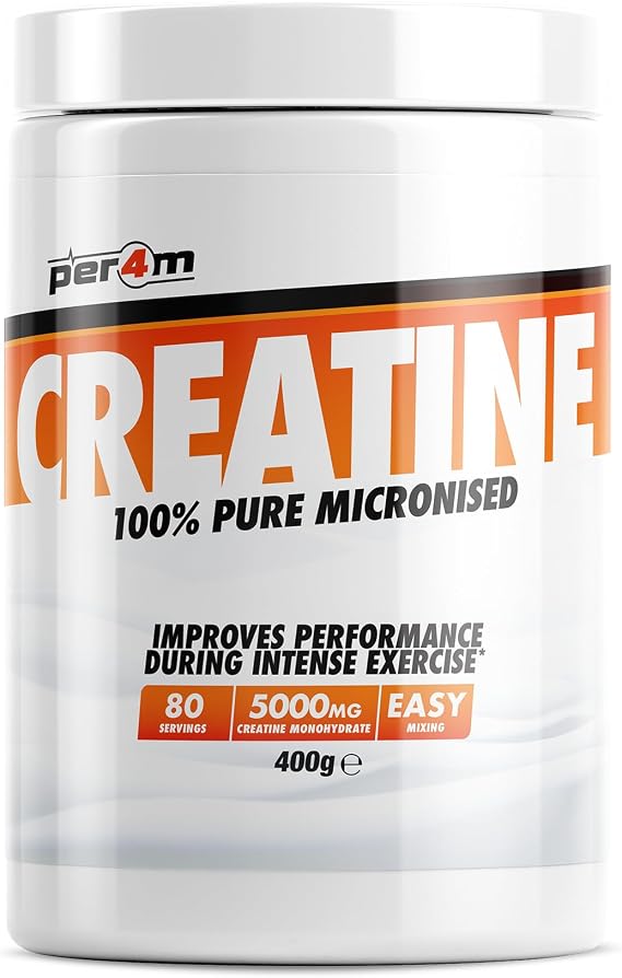Per4m Creatine Powder | 100% Pure Micronised Creatine Monohydrate | 5000mg of Creatine | 80 Servings (400g, Unflavoured)