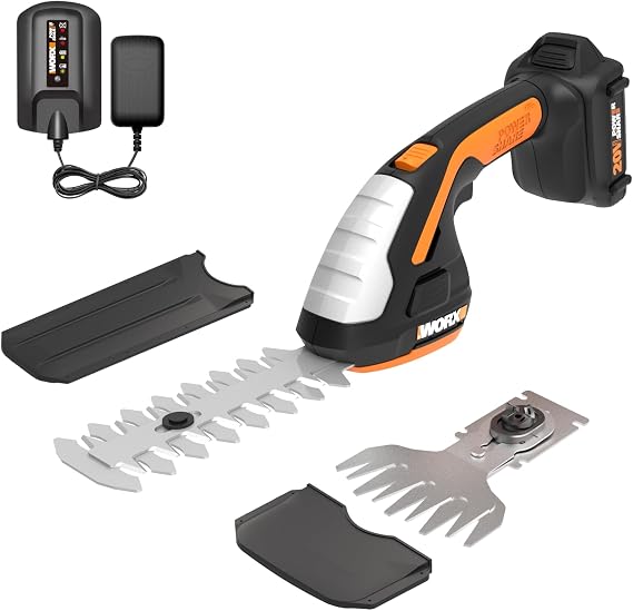WORX Cordless Grass Shear & Shrub Trimmer, 20V 4" + 8" Bush Trimmer, WG801