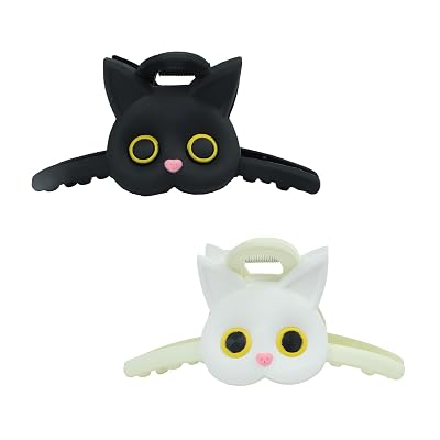 4.3 Cat Hair Claw Clips for Women & Girls - Cute Matte Anime Cat Accessories for Thick, Thin & Long Hair, Fun Animal Claws for Styling, Strong Hold Barettes 2 Pack