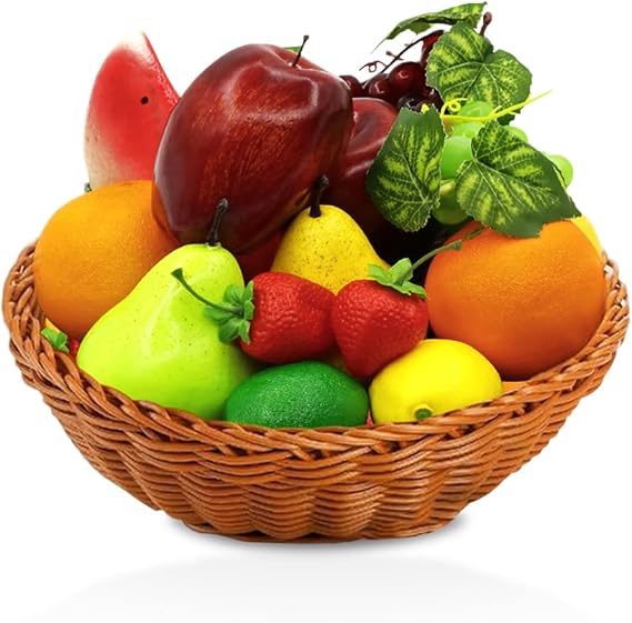 13 Pcs Fake Fruit Artificial Plastic Foam Fruits Faux Simulation Fake Apples Lemons Oranges Strawberries Grapes for Home Kitchen Holiday Party Photography Props Lifelike Decorate