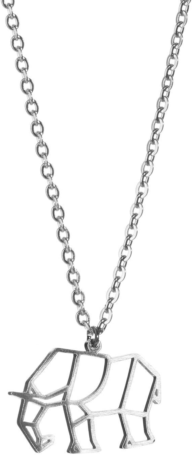 La Menagerie Elephant Silver Origami Jewellery - Silver Geometric Chain Necklace – 925 Sterling Plated Silver Necklace for Women & Girls – Stylish Elephant Pendant Necklace