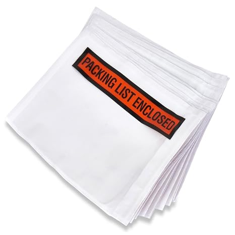 SALES4LESS - Packing List Envelopes, Adhesive Invoice Enclosed Pouches for Secure Document Attachment, 4.5 x 5.5 in (100 Pack)