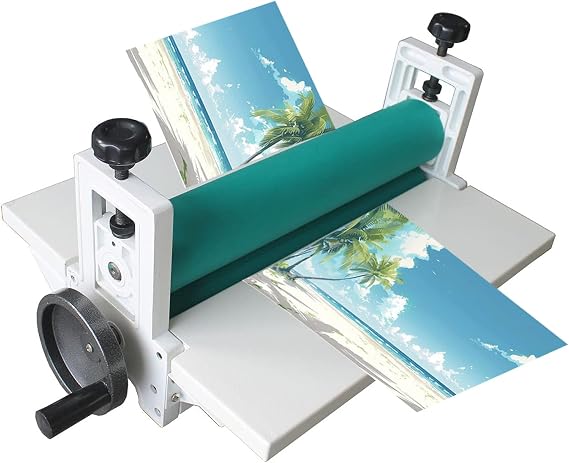 INTBUYING Cold Laminator Machine for 25 in Film 0.4In Thickness Foldable for Poster Photo with Crank Portable Manual Cold Roll Laminator Machine for Personal Office School Blueprints Artwork